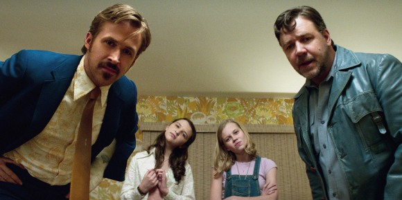 Ryan Gosling, Maddie Compton, Angourie Rice and Russell Crowe in 'The Nice Guys'